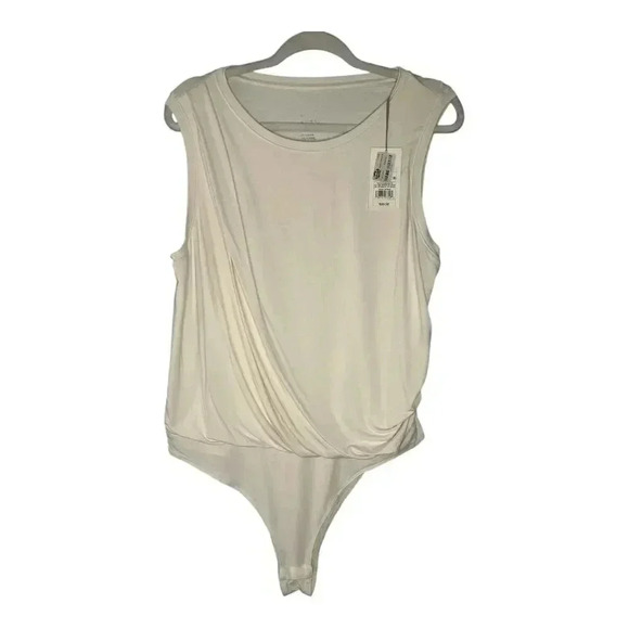 A New Day Cream Sleeveless Drape Front Bodysuit, XXL - Picture 1 of 6